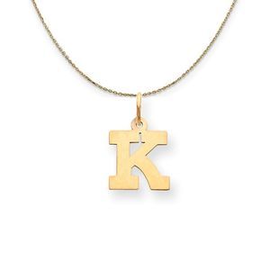 14k Yellow Gold, Amanda, Sm Block Initial K Necklace - 16 Inch